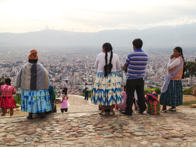 Indigenous Bolivians on the Hill in Cochabamba